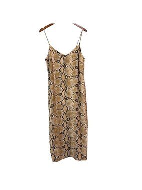 H&M Snakeskin Print Slip Dress Adjustable Straps Size M Recycled Polyester Blend